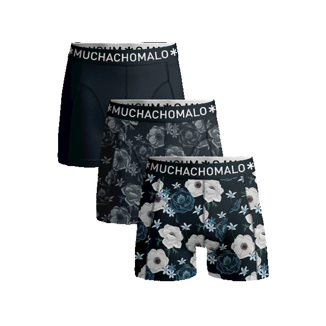 Muchachomalo Jongens 3-pack boxershorts print/effen U-FLORAL1010-01J large