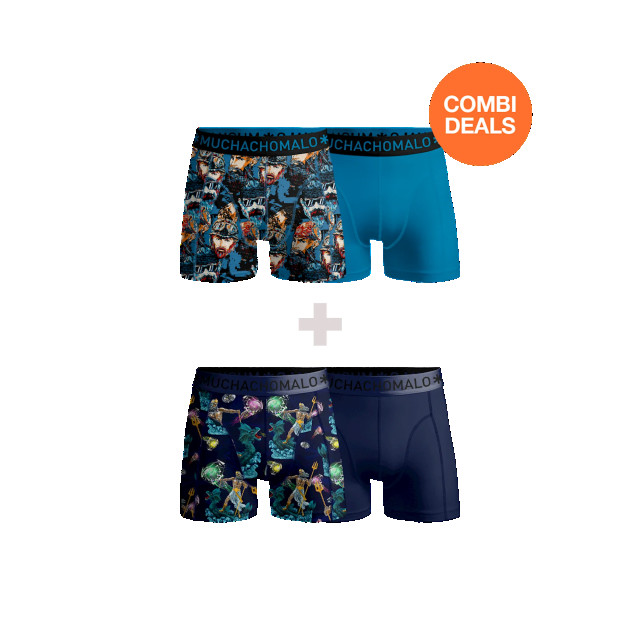 Muchachomalo Heren 2+2-pack boxershorts print/effen CDPOSBIKE1010-01-06 large