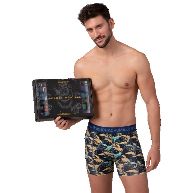 Muchachomalo Heren 12-pack boxershorts print/effen U-GOLDEN1010-07 large