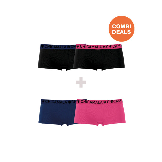 Muchachomalo Dames 2+2-pack boxershorts boxershorts effen CDSOLID1215-02 large