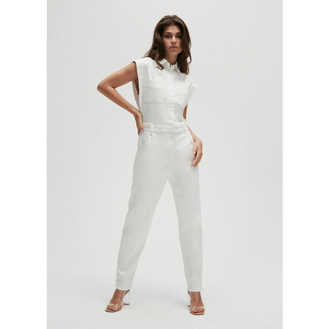 Homage to Denim Te mouwloze denim jumpsuit Witte mouwloze denim jumpsuit  large