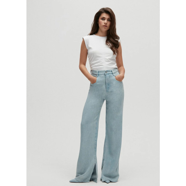 Homage to Denim Licht wide leg jeans met splitjes Licht blauwe wide leg jeans met splitjes  large