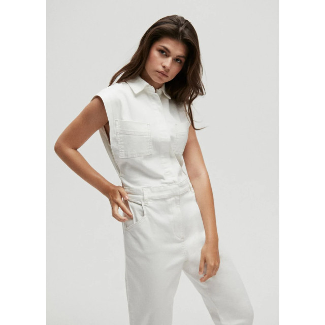 Homage to Denim Te mouwloze denim jumpsuit Witte mouwloze denim jumpsuit  large