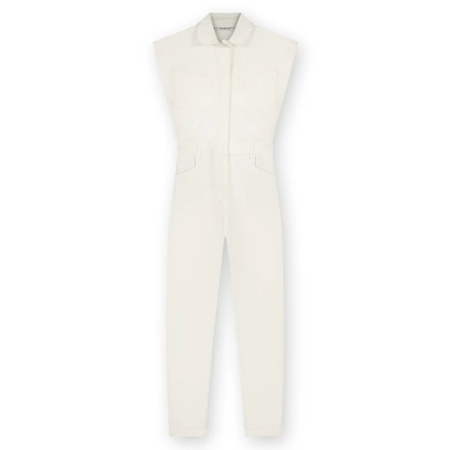 Homage to Denim Te mouwloze denim jumpsuit Witte mouwloze denim jumpsuit  large