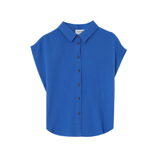 Grace & Mila Blouse met korte mouwen metisse Blauwe blouse met korte mouwen Metisse  large