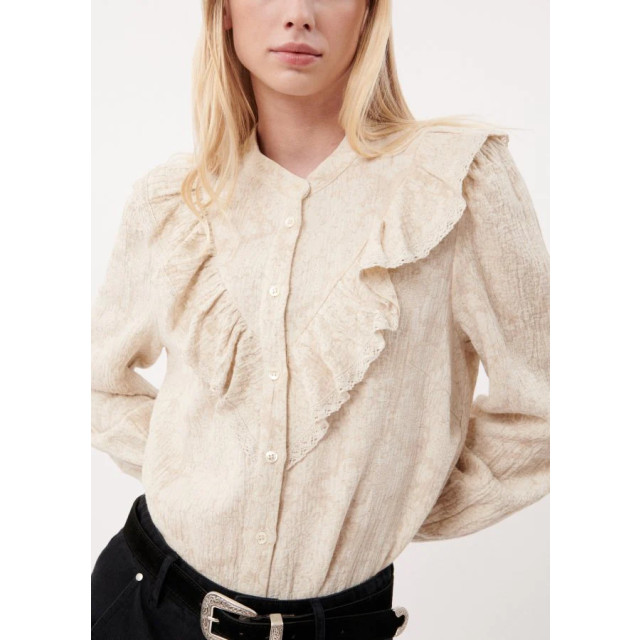 FRNCH Blouses met ruffles en kant lyane Beige blouses met ruffles en kant Lyane  large