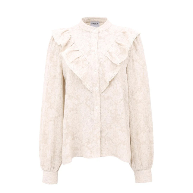 FRNCH Blouses met ruffles en kant lyane Beige blouses met ruffles en kant Lyane  large