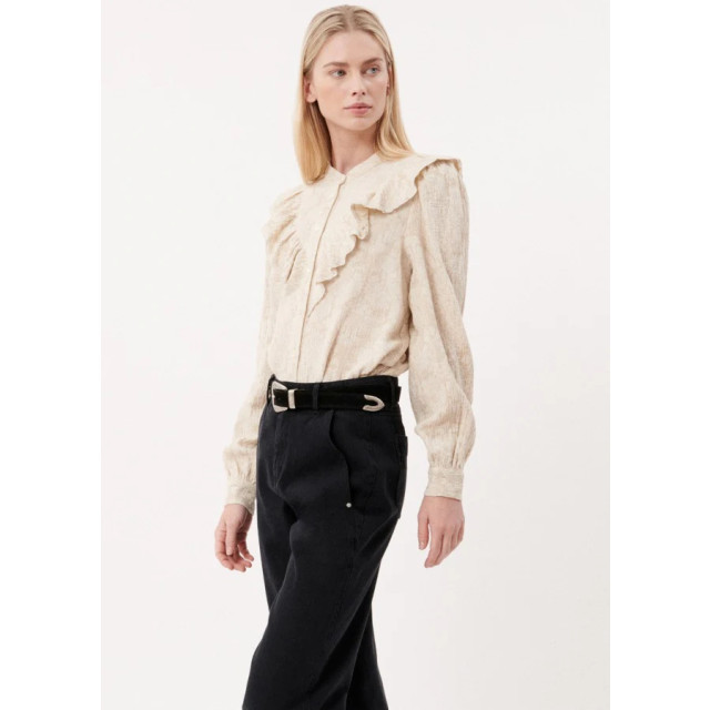 FRNCH Blouses met ruffles en kant lyane Beige blouses met ruffles en kant Lyane  large