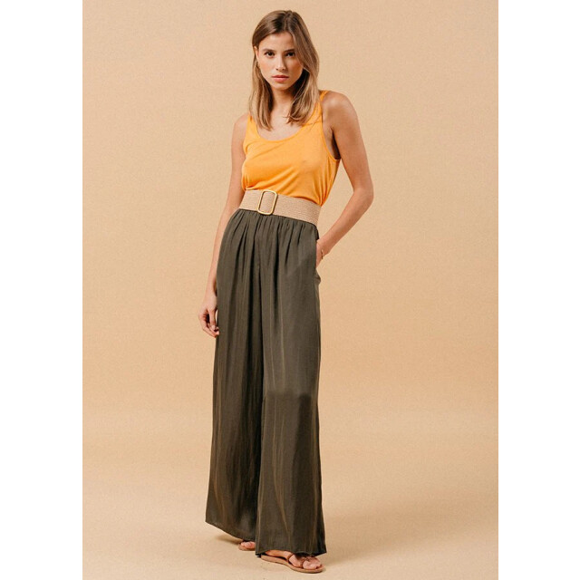 Grace & Mila Kaki satijnlook wijde pantalon matcha 8697958072648 large
