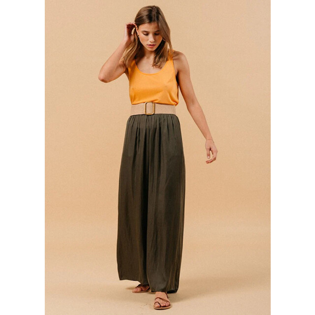 Grace & Mila Kaki satijnlook wijde pantalon matcha 8697958072648 large