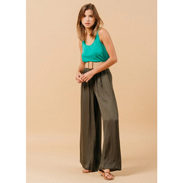 Grace & Mila Kaki satijnlook wijde pantalon matcha 8697958072648 large