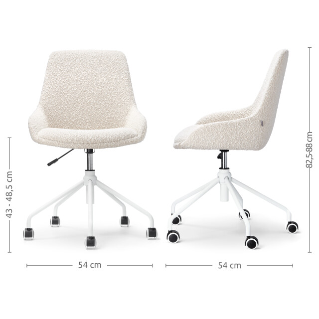 Nolon Nout-isa bureaustoel bouclé wit onderstel 2794711 large
