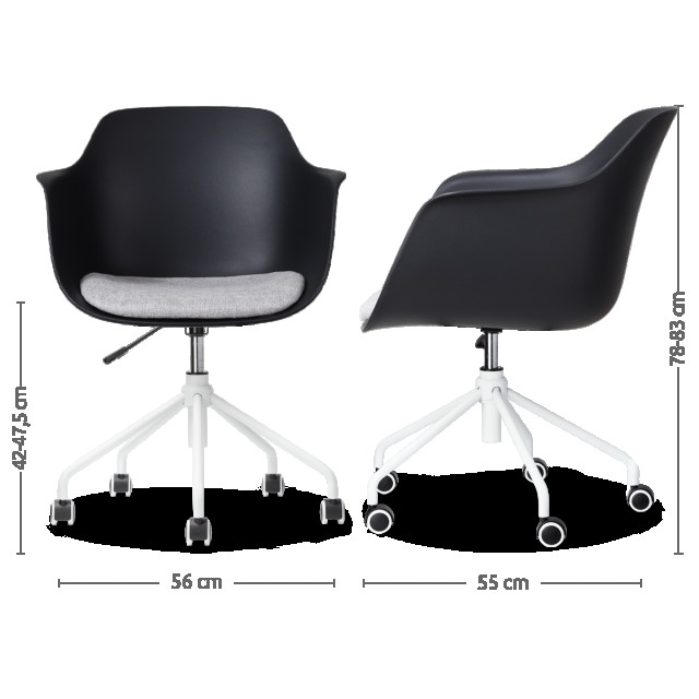 Nolon Nout-liz bureaustoel met lichtgrijs zitkussen wit onderstel 2028404 large
