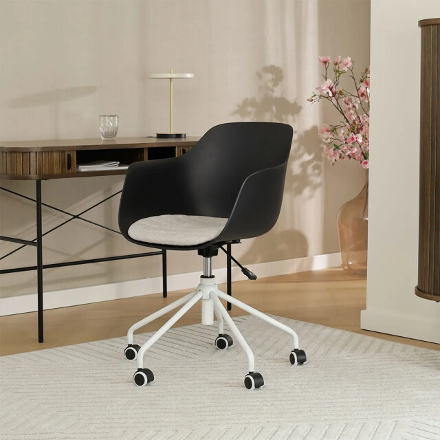Nolon Nout-liz bureaustoel met beige zitkussen wit onderstel 2180450 large