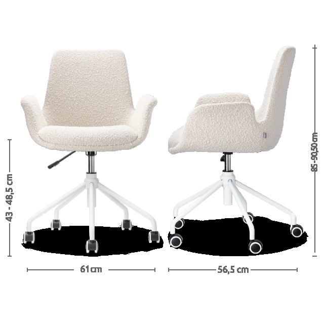 Nolon Nout-eef bureaustoel bouclé wit onderstel set van 2 2831512 large
