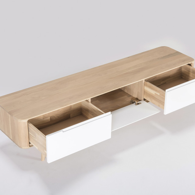 Gazzda Ena lowboard houten tv meubel whitewash 180 x 42 cm 2027155 large