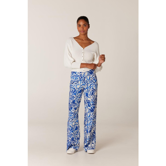 Jansen Amsterdam Franka wbf429 printed wide pants off white/blue wbf429 large