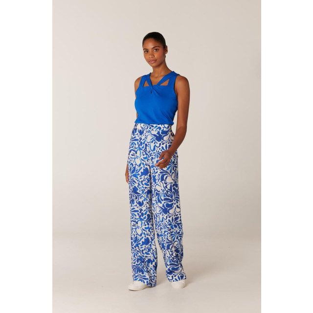 Jansen Amsterdam Franka wbf429 printed wide pants off white/blue wbf429 large