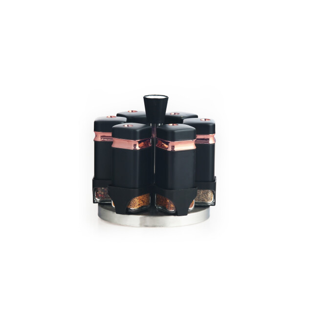 Buccan roterend kruidenrek 6 kruidenpotten zwart rosegoud 2906645 large
