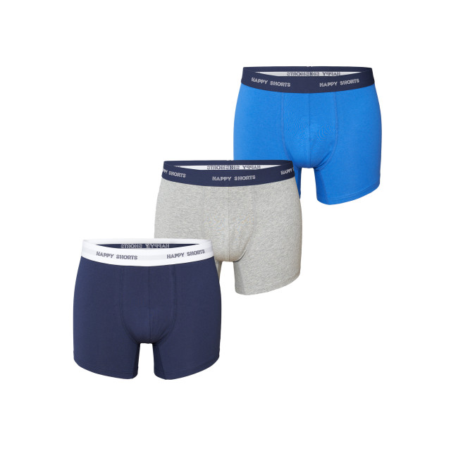 Happy Shorts Heren boxershorts trunks effen blauw/grijs 3-pack HS-1059 large