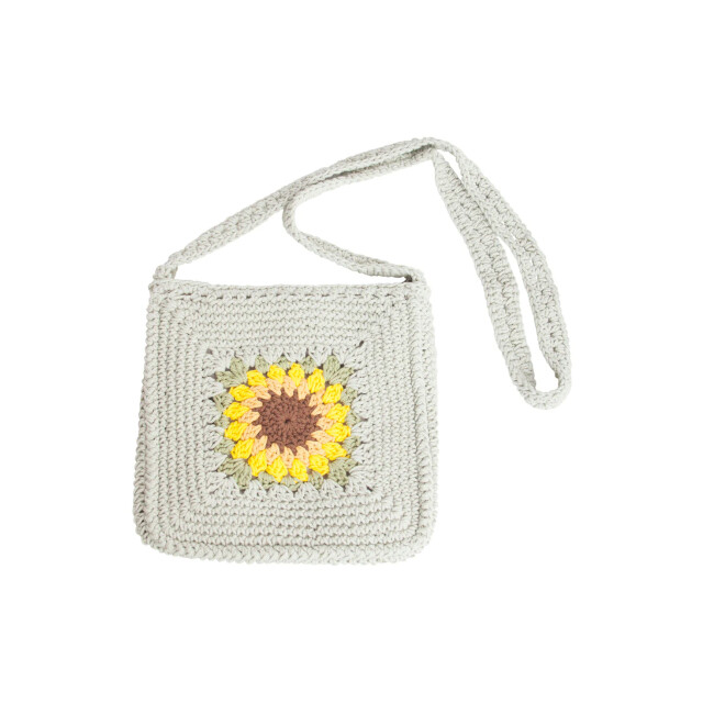 Smashed Lemon 56025 gehaakte vierkante crossbody tas licht met zonnebloemprint | 56025-500-998 large