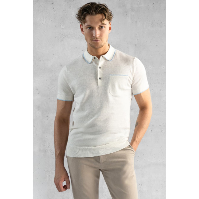 Kollekt Etna linnen knitted pocket polo off white 6239-004 large