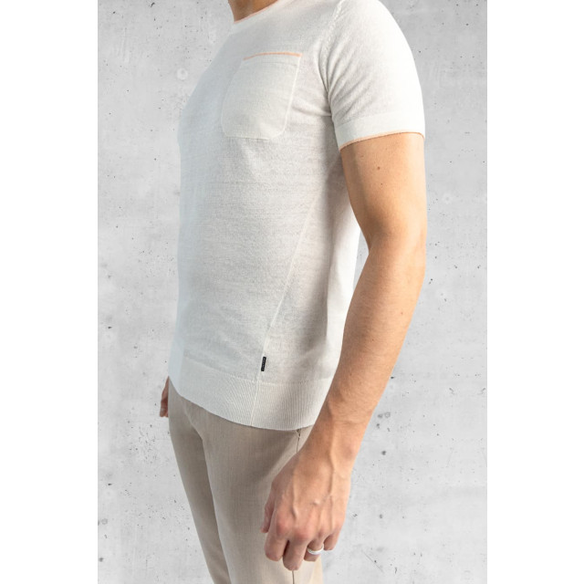 Kollekt Riccione linnen knitted pocket t-shirt off white 6238-004 large