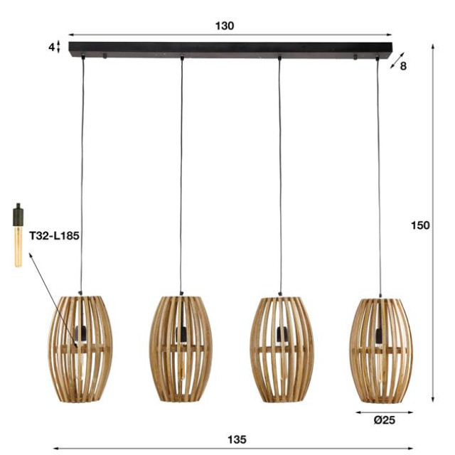 Hoyz hanglamp orbit 4l massief mango naturel 2911544 large