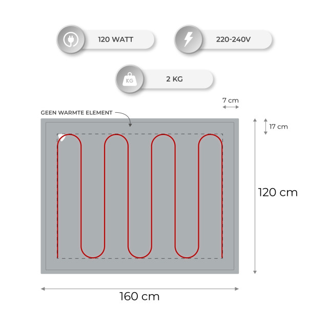 Nuvoo Elektrische bovendeken 160x120 cm l automatische uitschakeling oververhittingsbescherming 3 standen 120w warmtedeken licht 2822909 large