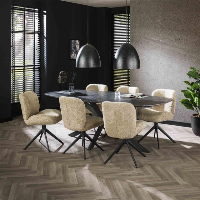 Hoyz eetkamertafel 215 deens ovaal 3d melamine slate stone 2850021 large