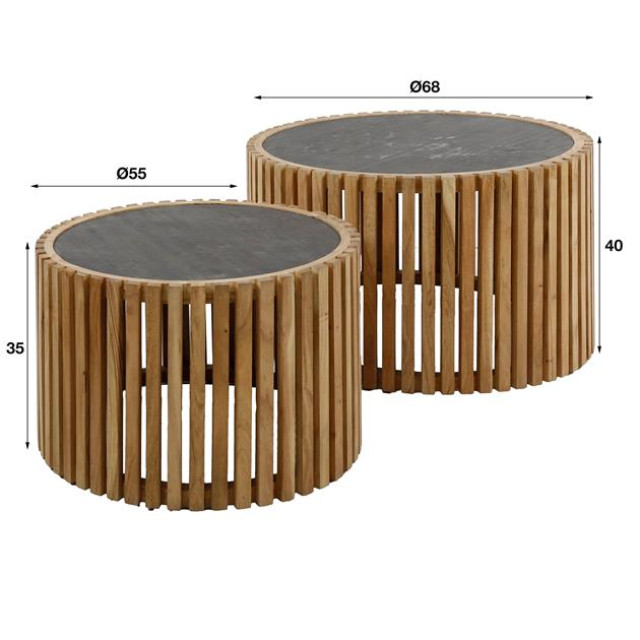 Hoyz salontafel slate round leisteen set van 2 2911444 large