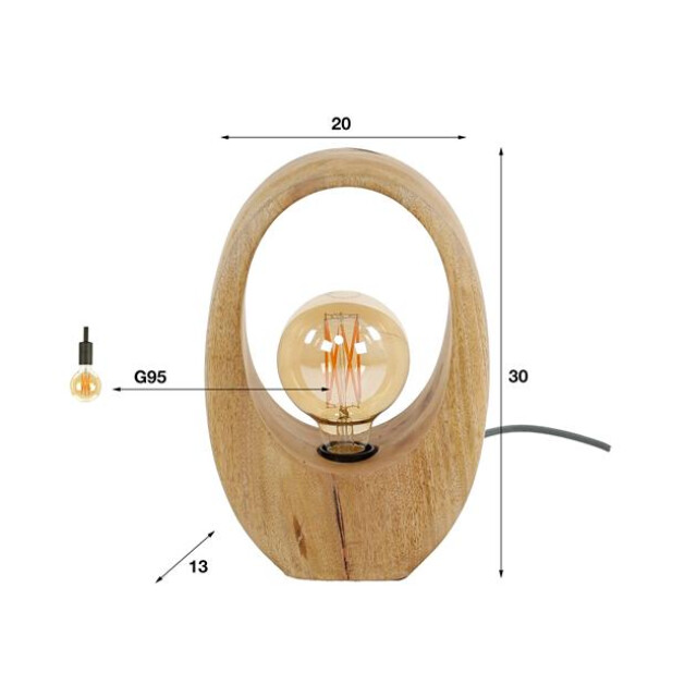 Hoyz tafellamp arch wood 1l massief mango naturel 2911545 large