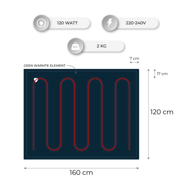 Nuvoo Elektrische bovendeken 160x120 cm l automatische uitschakeling oververhittingsbescherming 3 standen 120w warmtedeken - 2822907 large