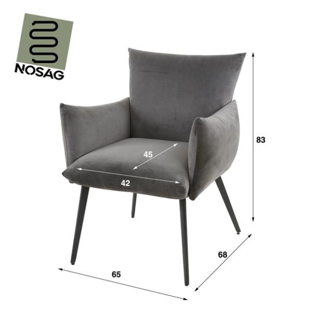 Hoyz eetkamerfauteuil lobby antraciet velours 2877518 large