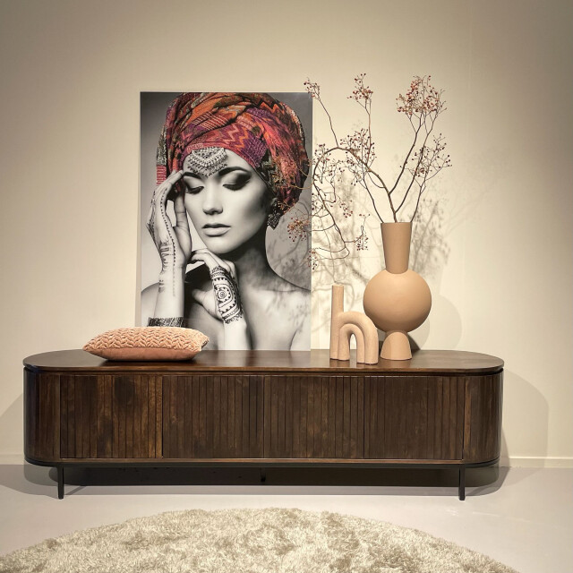 Livingfurn tv meubel noor walnut 210cm mangohout / gecoat staal 2658014 large