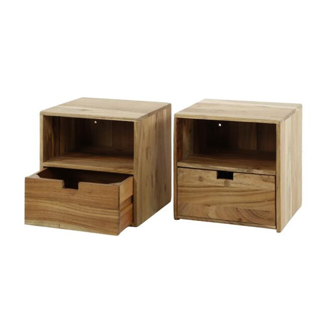Hoyz nachtkastje set-2 xs hangend flat massief acacia naturel 2846250 large