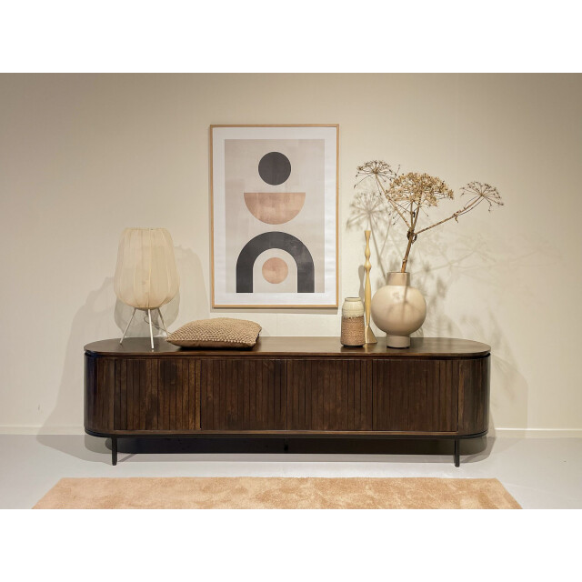 Livingfurn tv meubel noor walnut 210cm mangohout / gecoat staal 2658014 large