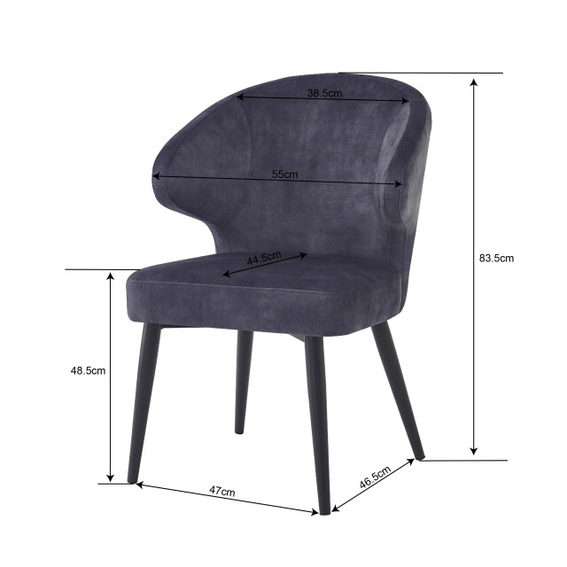 Livingfurn eetkamerstoel donna velvet - 2 stuks 2658035 large