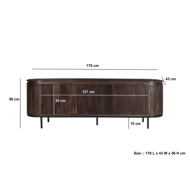 Livingfurn tv meubel noor walnut 170cm mangohout / gecoat staal 2658017 large