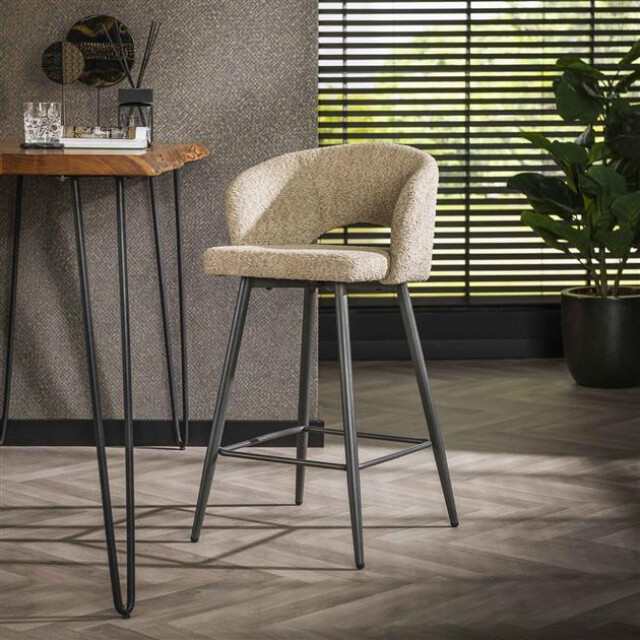 Hoyz barstoel boucle salon 2 stuks boucle zandkleur 2834804 large