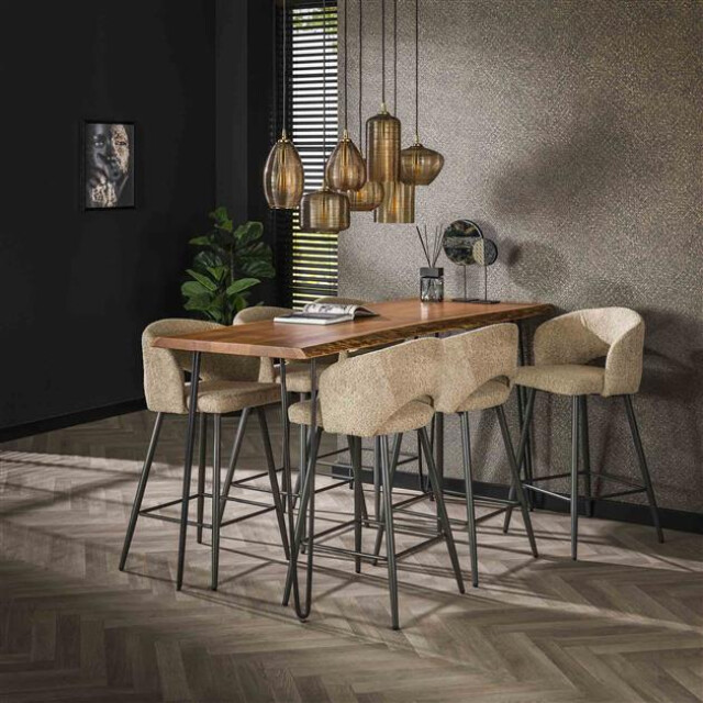 Hoyz barstoel boucle salon 2 stuks boucle zandkleur 2834804 large