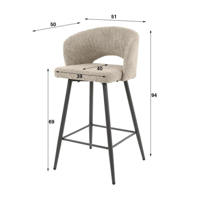 Hoyz barstoel boucle salon 2 stuks boucle zandkleur 2834804 large