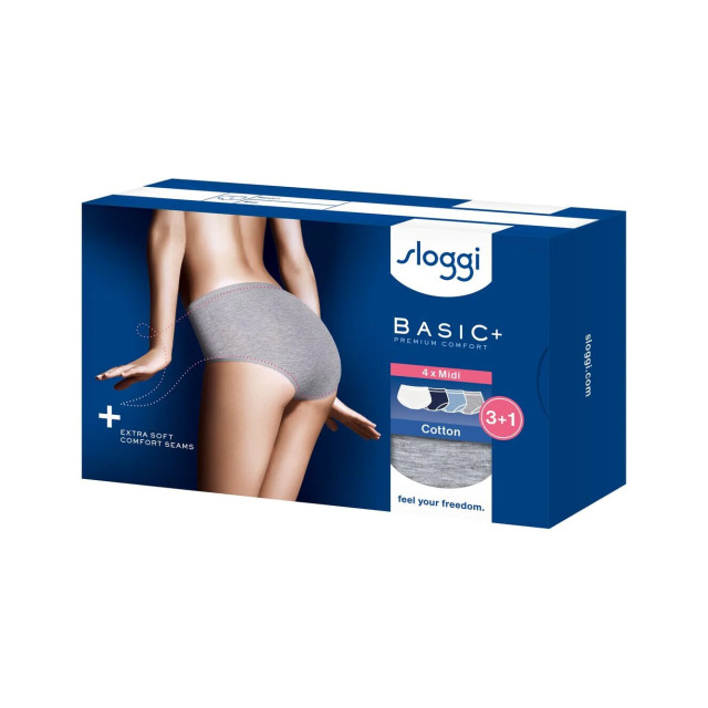 Sloggi Basic+ midi 4-pack multi-colour v017 Sloggi Dames Basic+ Midi 4 pack 10071781 V017 Multi Coulout large