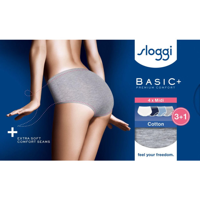 Sloggi Basic+ midi 4-pack multi-colour v017 Sloggi Dames Basic+ Midi 4 pack 10071781 V017 Multi Coulout large