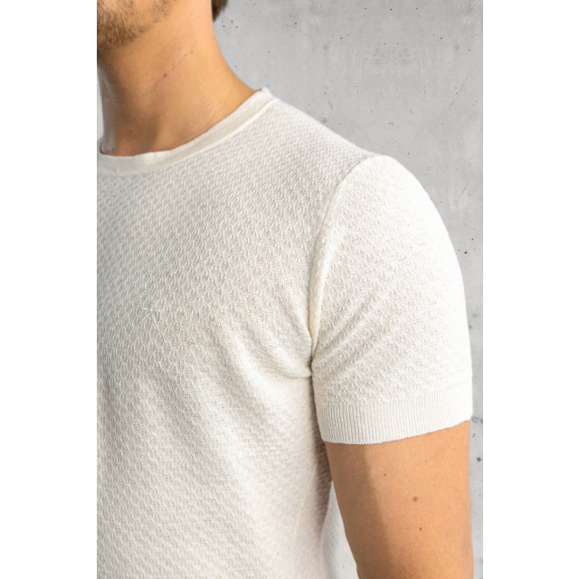 Kollekt Riccione linnen knitted structuur t-shirt off white 6236-004 large