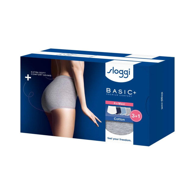 Sloggi Basic+ maxi 4-pack multi-colour v017 Sloggi Dames Basic+ Maxi 4 pack 10103326 V017 Multi Colour large