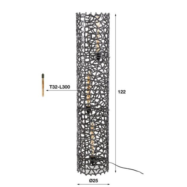 Hoyz vloerlamp weaver cylinder Ø25 122cm xl nikkel 2911555 large