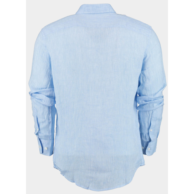 Bos Bright Blue Casual hemd lange mouw 100% linnen mob118 uni/15 celeste 178632 large