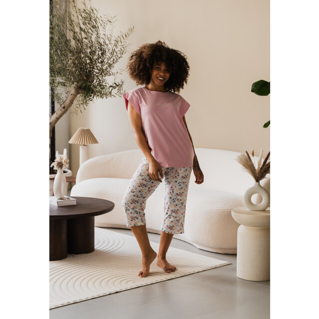 By Louise Dames capri pyjama set roze driekwart BL-389-02 large