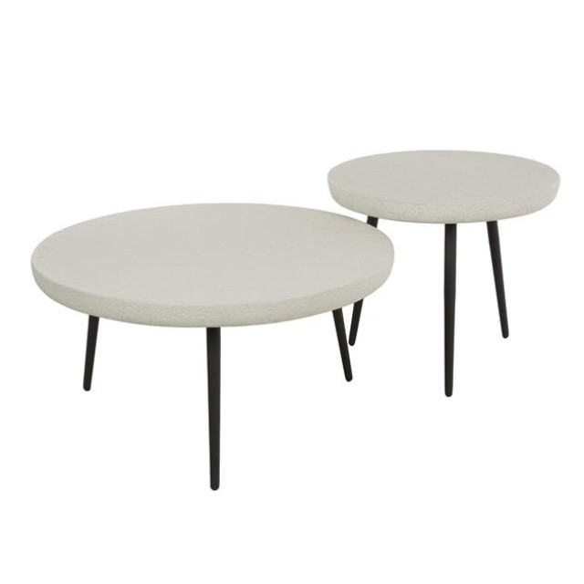 Hoyz salontafel flat round stone marmer composiet set van 2 2911530 large